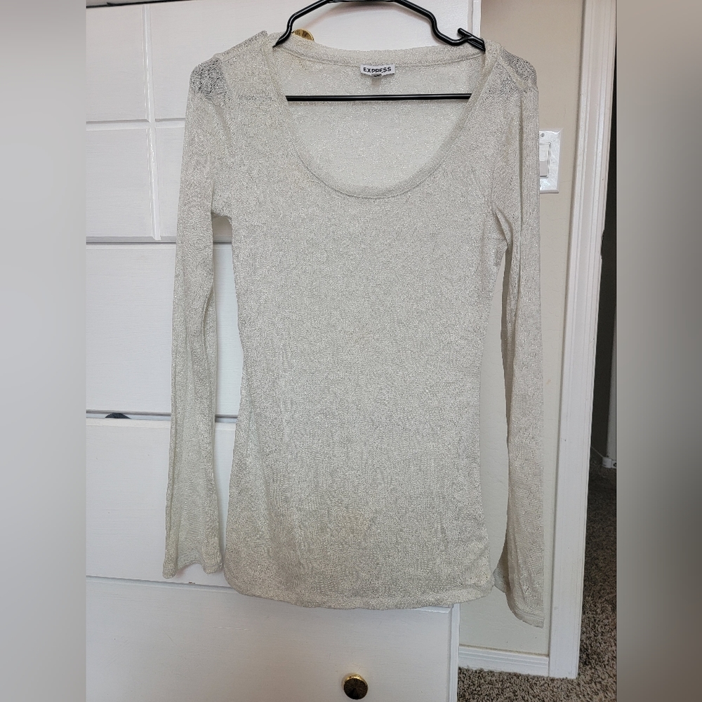 Cream with Silver long sleeve top Express size L